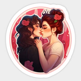 Lesbian couple Roses Sticker